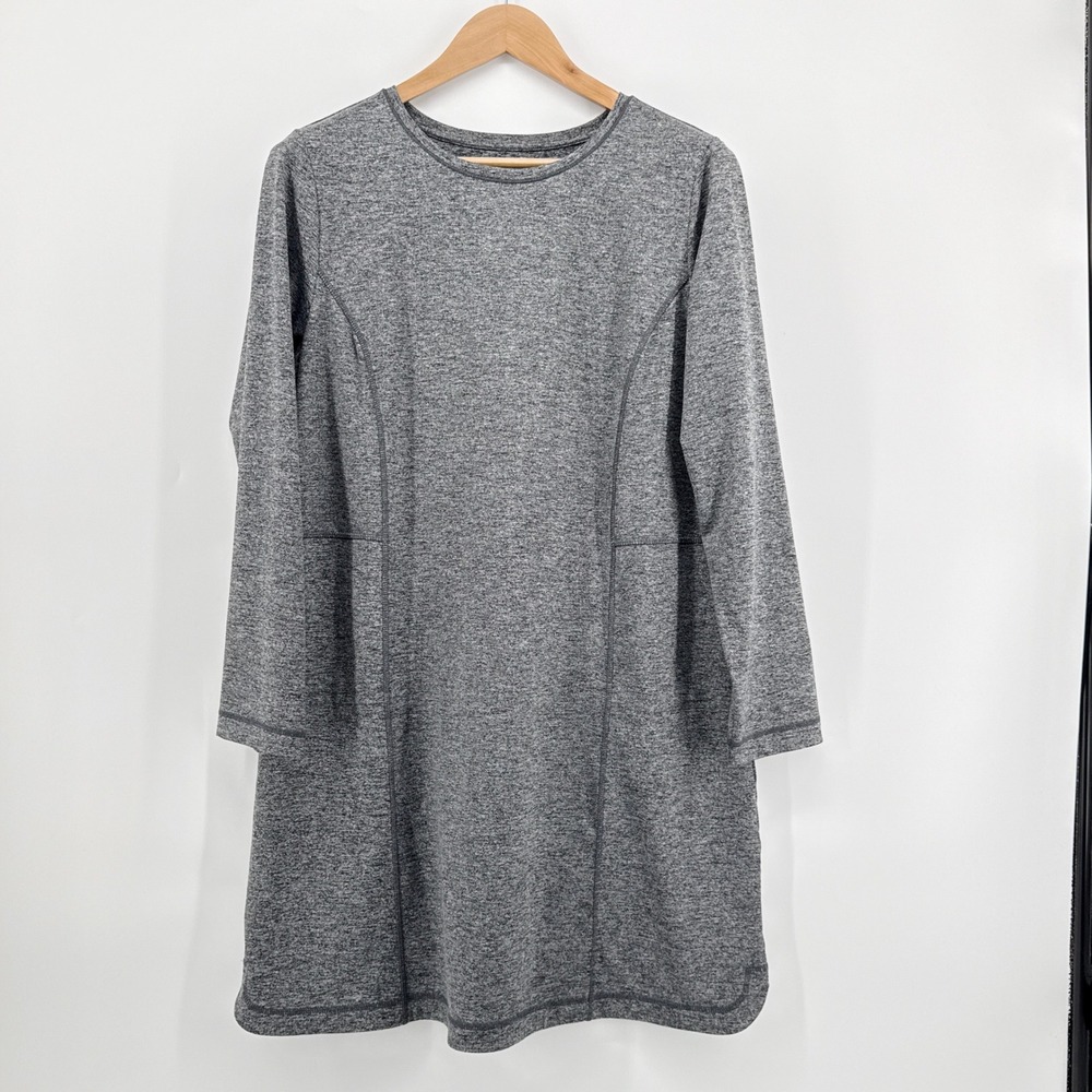 J. Jill Fit Marled Shirttail Dress Grey‎ Heathered Athleisure Zip Pockets Large